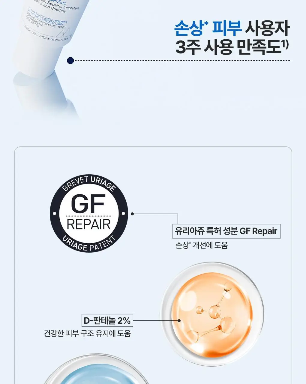 [손상개선썬크림] 유리아쥬 배리어덤 시카 리페어 썬크림 40ML (SPF50+) 상세페이지 9